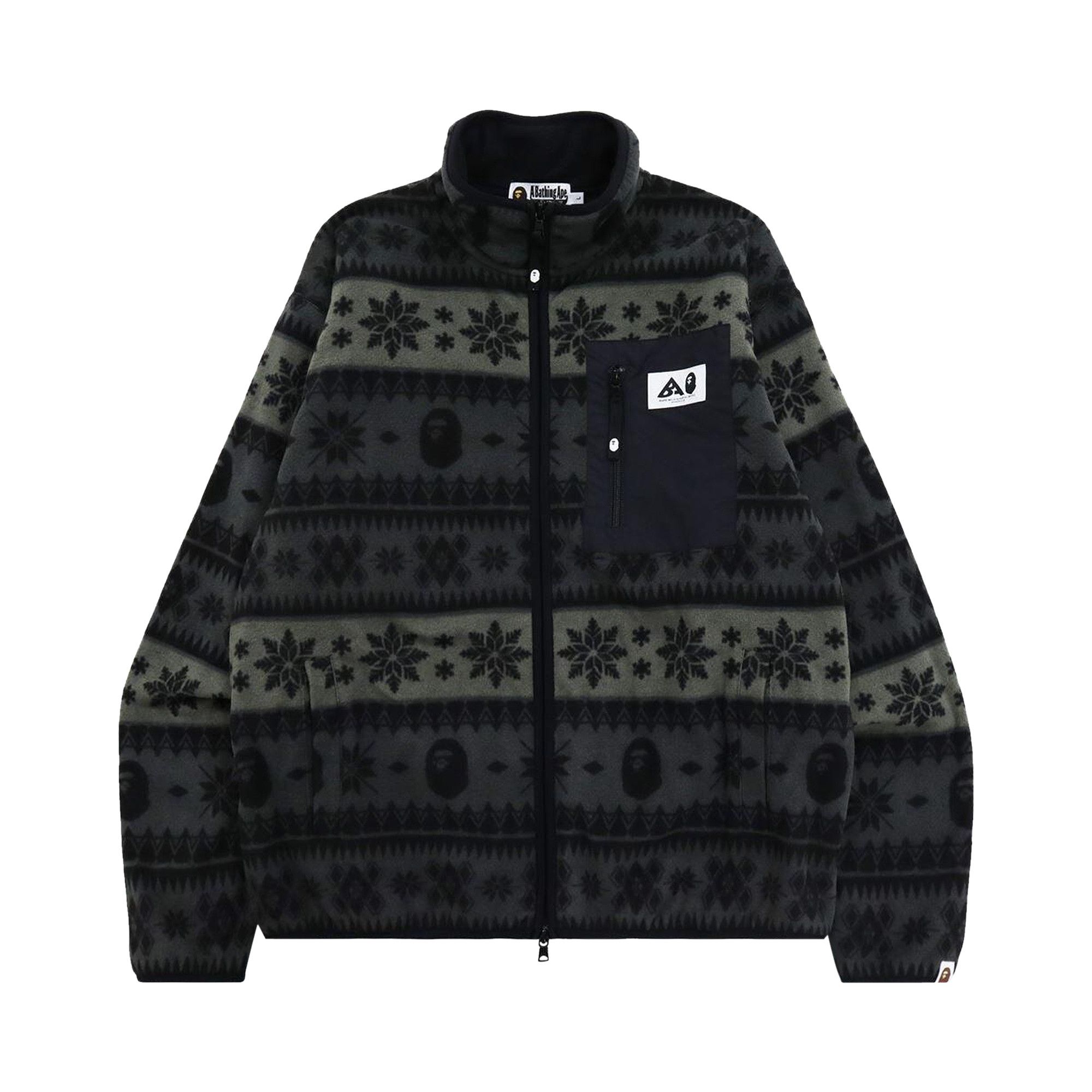 【送料無料（一部地域を除く）】 Pattern Snow BAPE Buy Relaxed 1H80 - 'Black' Fleece Zip Fit トップス