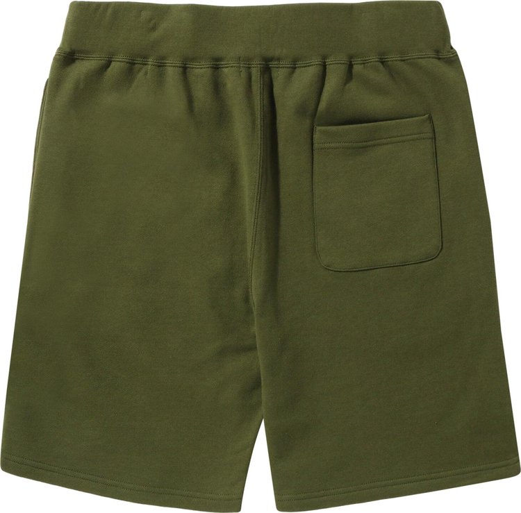 BAPE Color Ape Crossbone One Point Sweat Shorts Olive Green