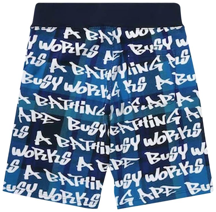BAPE Graffiti Check Shorts Blue