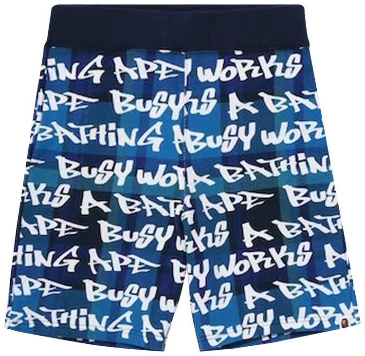 BAPE Graffiti Check Shorts Blue