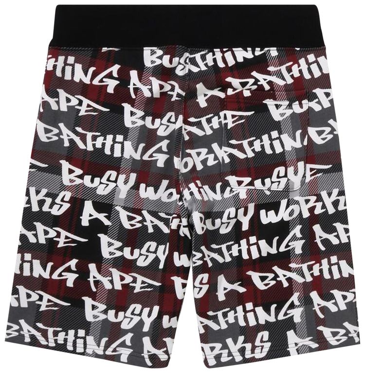 BAPE Graffiti Check Shorts BlackRed