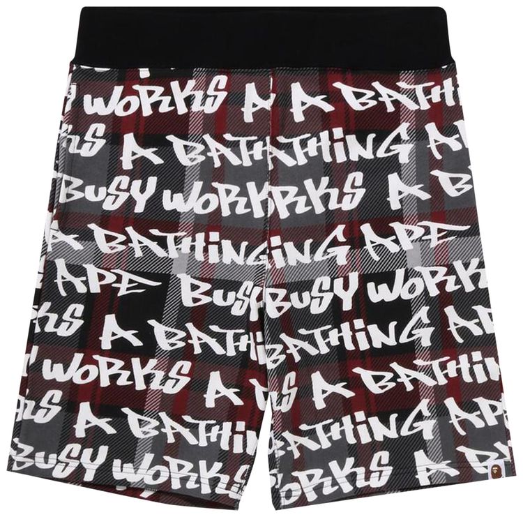 BAPE Graffiti Check Shorts BlackRed