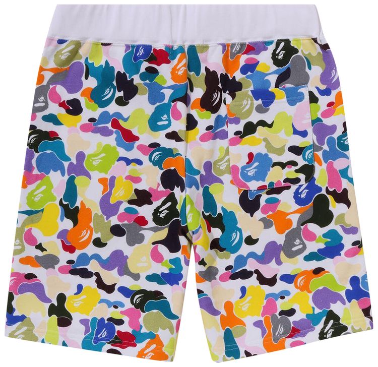 BAPE Multi Camo NYC Logo Sweat Shorts White