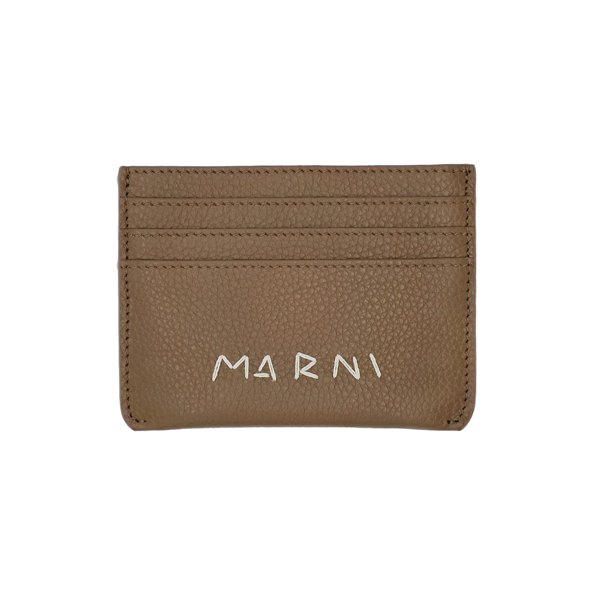 ◇MARNI◇ Logo Card Holder Crete PFMI0104U0P653300V49 Black leather cardholder with Marni Mending embroidery | Marni