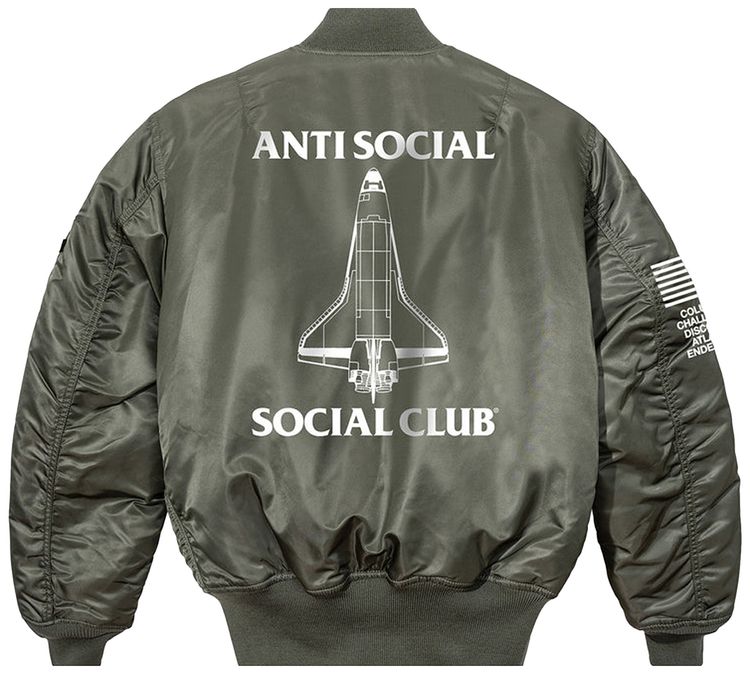 Anti Social Social Club Alpha Industries MA 1 Nebula Jacket Sage