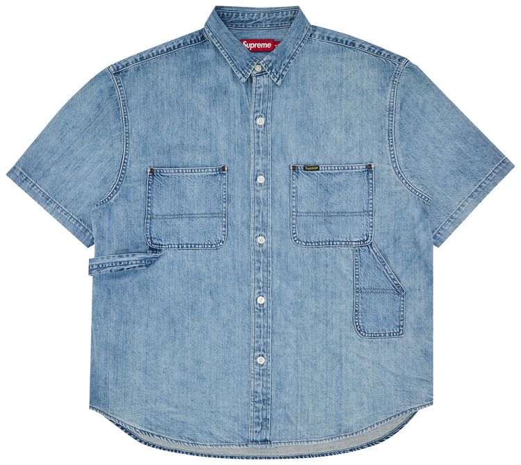 Buy Supreme Loose Fit Short-Sleeve Denim Painter Shirt 