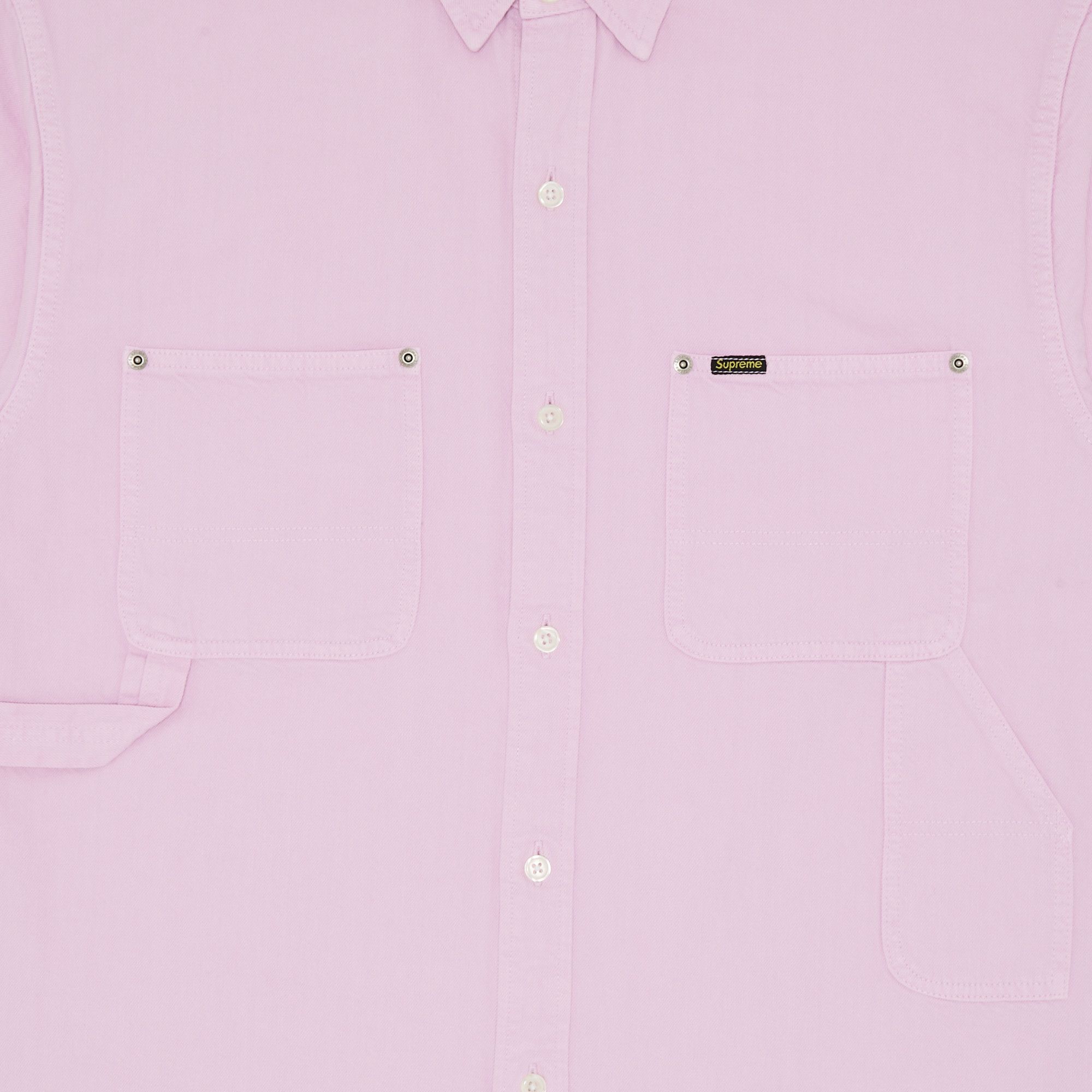 Buy Supreme Loose Fit Short-Sleeve Denim Painter Shirt 'Pink Buy Supreme Loose Fit Short-Sleeve Denim Painter Shirt 'Pink