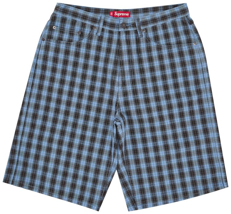 Supreme Plaid Baggy Short Blue