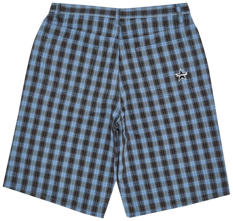 Supreme Plaid Baggy Short Blue