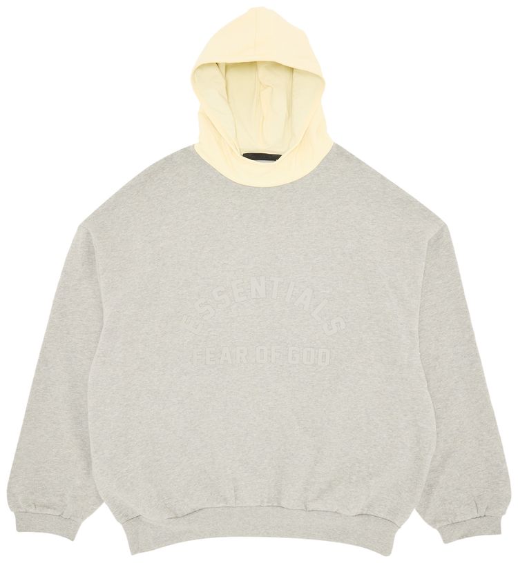 Fear of God Essentials Nylon Fleece Hoodie Dark Heather OatmealGarden Yellow