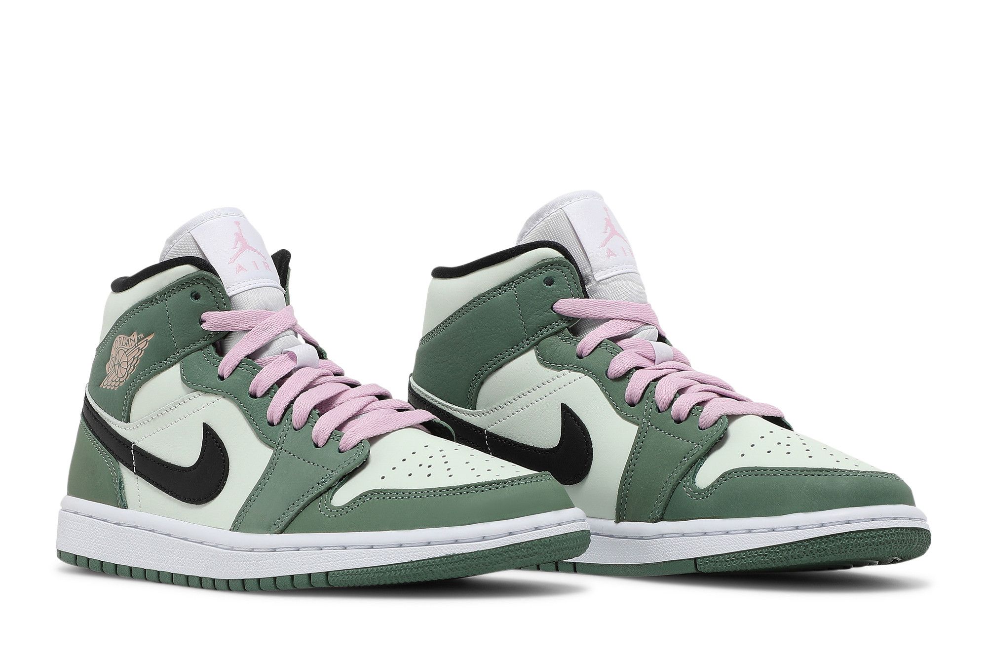 pink and green jordan 1s