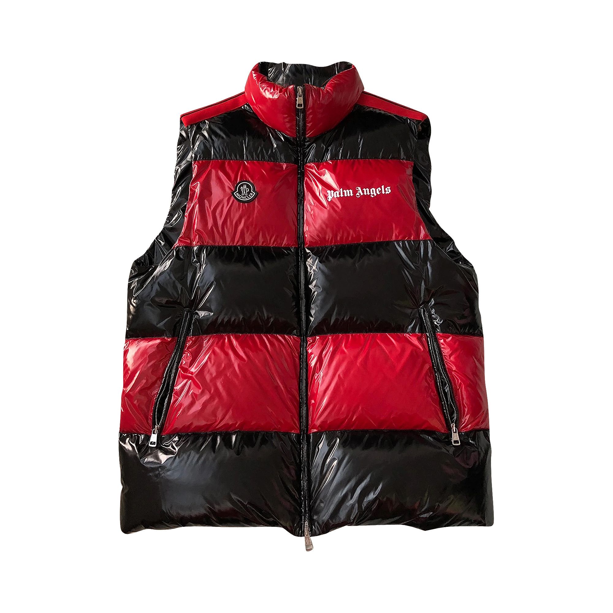 Buy Moncler Genius x Palm Angels Striped Down Vest Red Black D2096 43310 55 539FT 999 GOAT UK