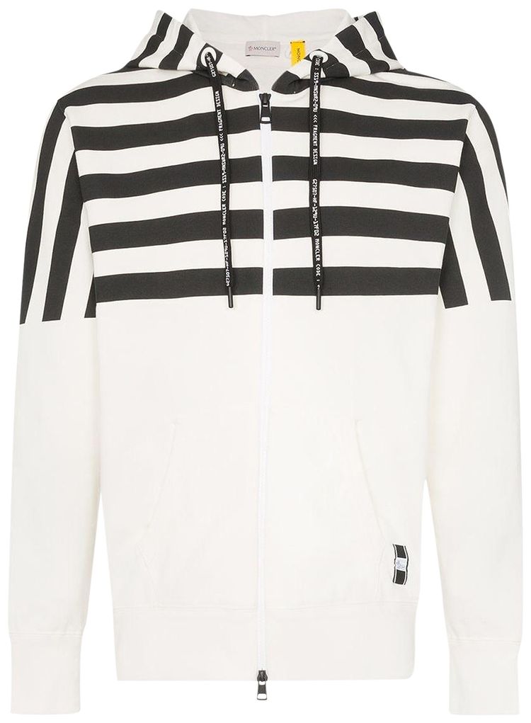 Moncler Genius x Fragment Hiroshi Fujiwara Striped Maglia Zip Hoodie BlackWhite