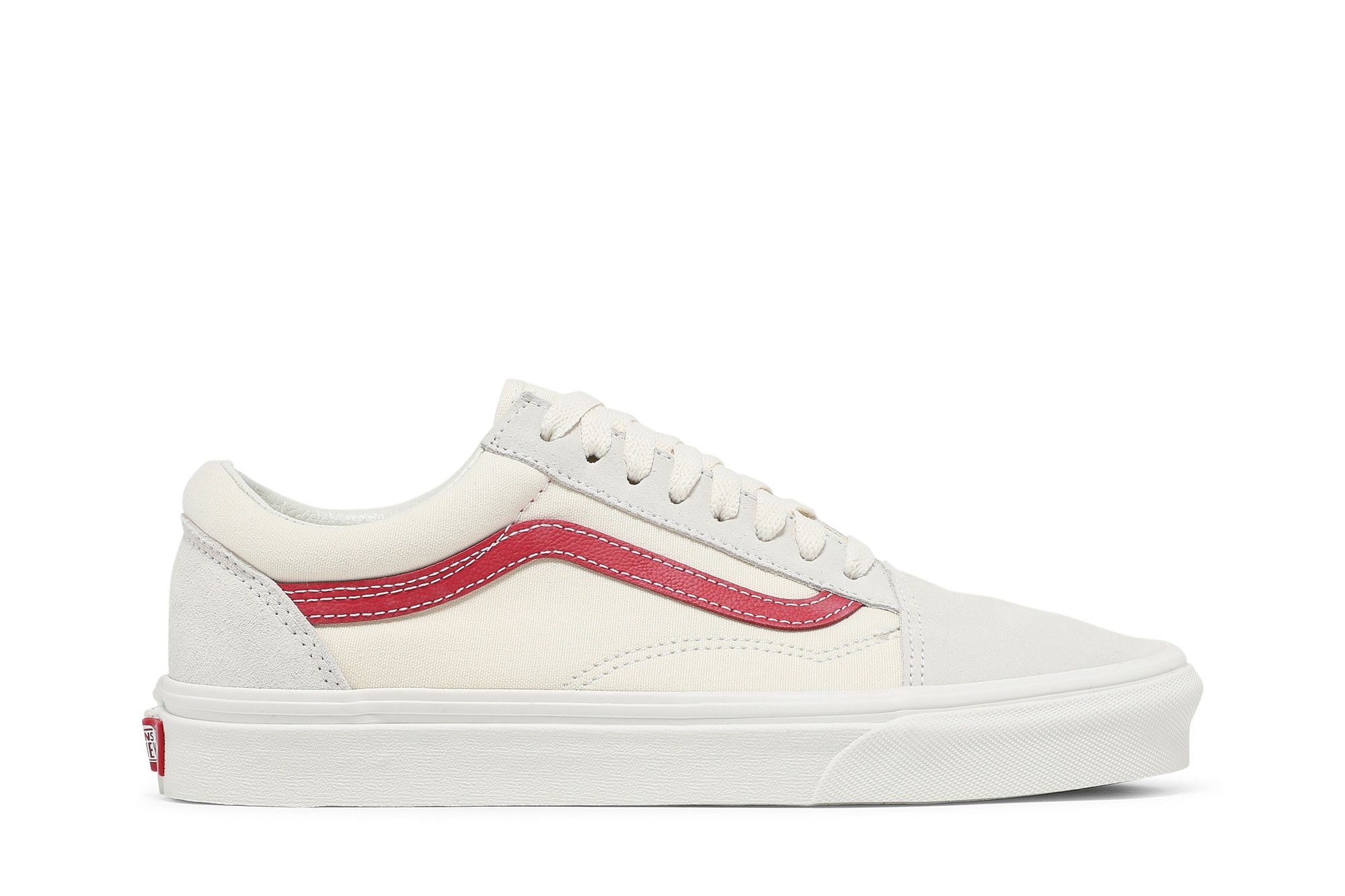 Vans old skool vintage white rococo red top