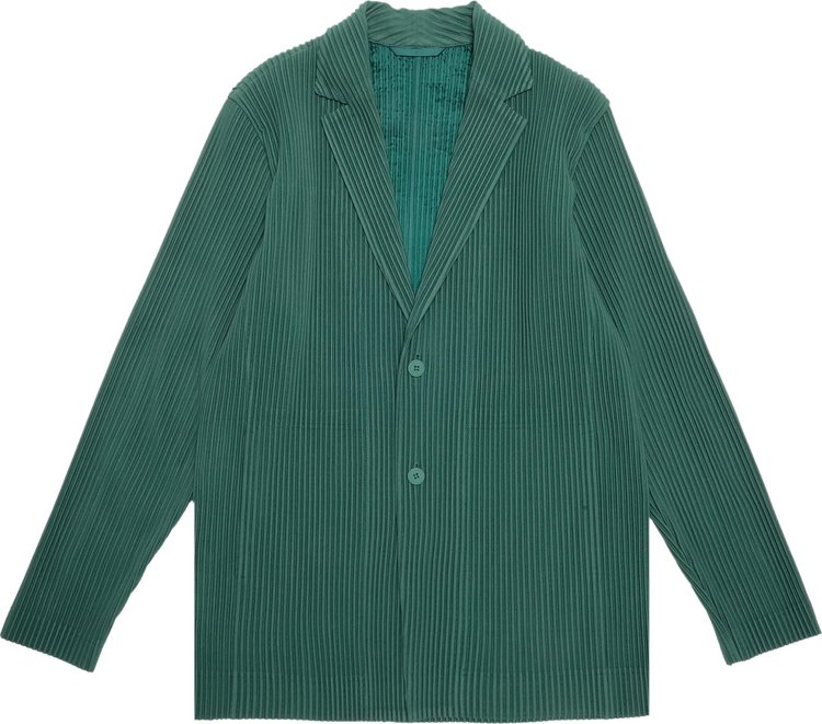 Homme Plissé Issey Miyake Pleated Button Down Jacket 'Green'