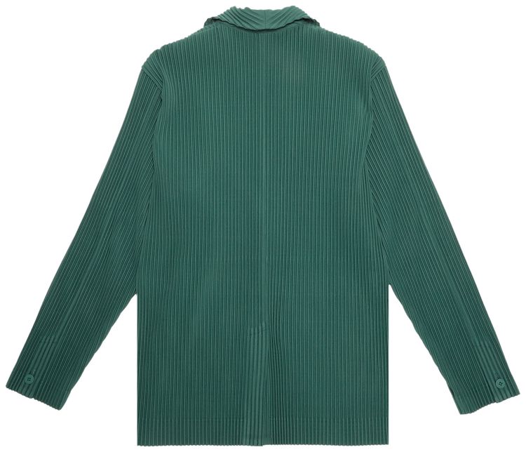 Homme Plisse Issey Miyake Pleated Button Down Jacket Green