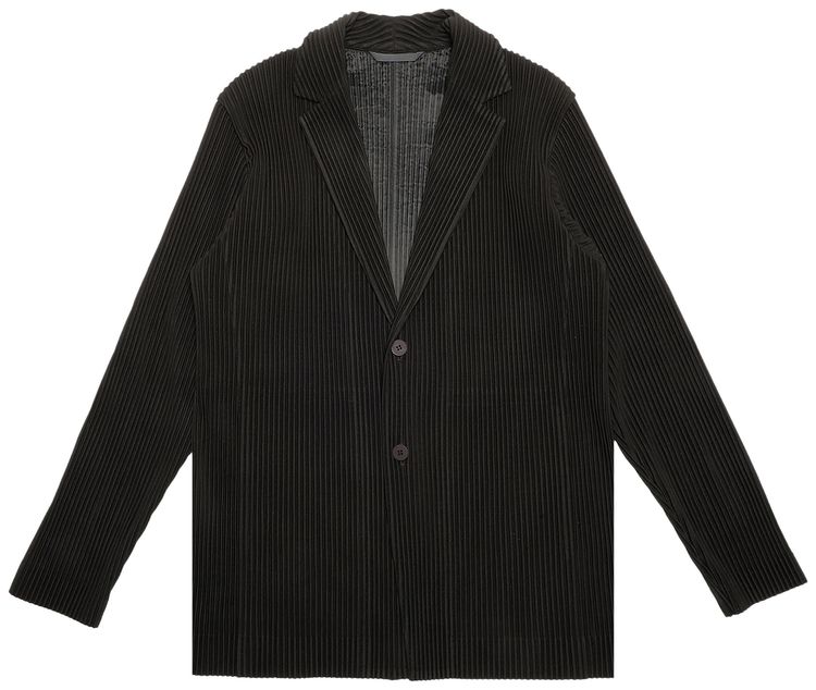 Homme Plisse Issey Miyake Pleated Button Down Jacket Dark Brown