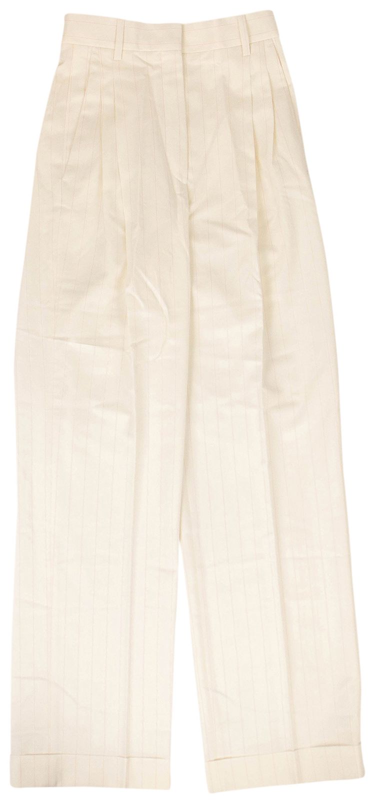 Casablanca Wool Rio Pinstriped Wide Leg Suit Cream