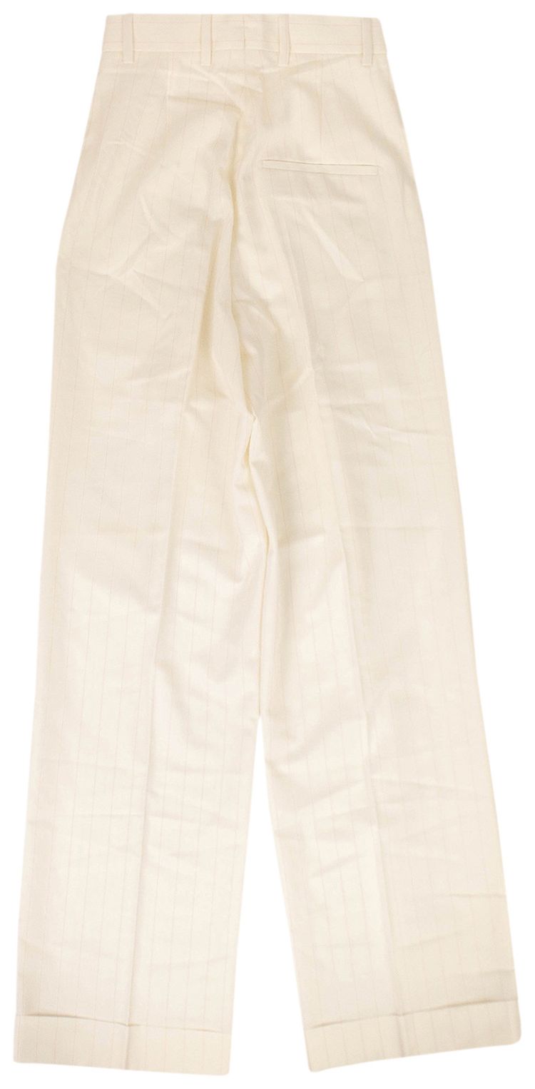 Casablanca Wool Rio Pinstriped Wide Leg Suit Cream