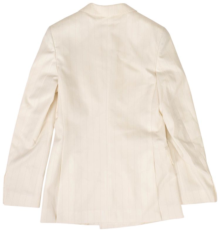 Casablanca Wool Rio Pinstriped Wide Leg Suit Cream