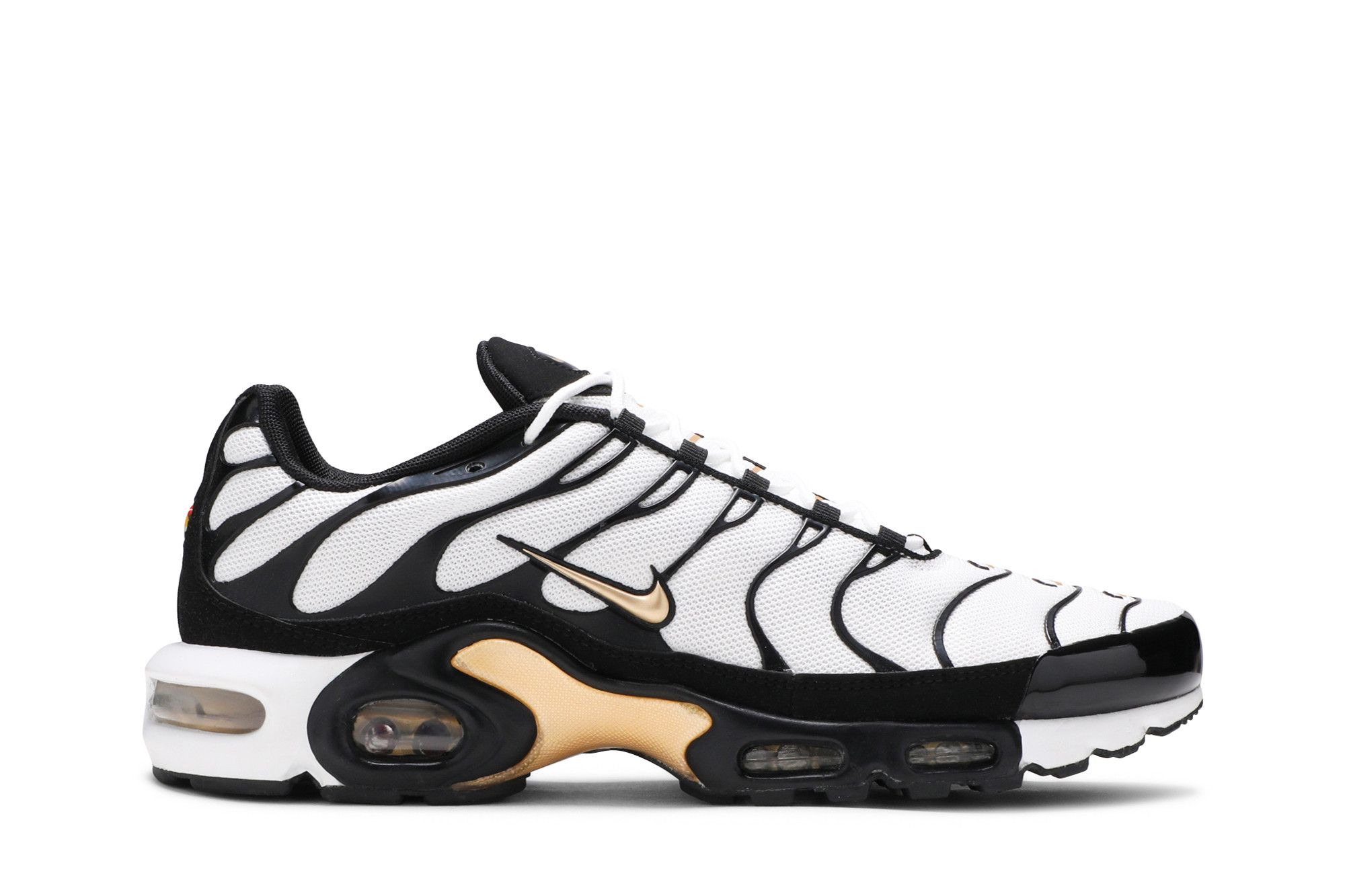 Nike Air Max Plus White Black Metallic Gold