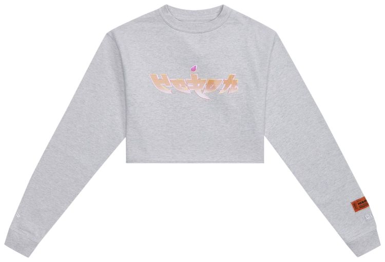 Heron Preston Crop Long Sleeve Tee Heron Arcade Grey Melange Or