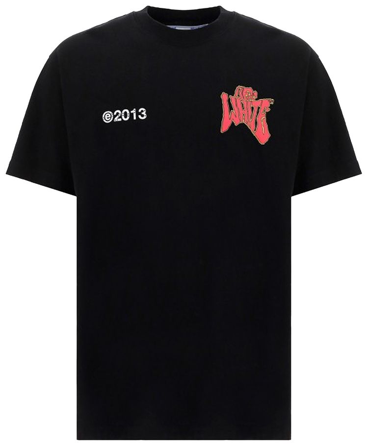 Off White Psych Type Short Sleeve Over Tee BlackRed