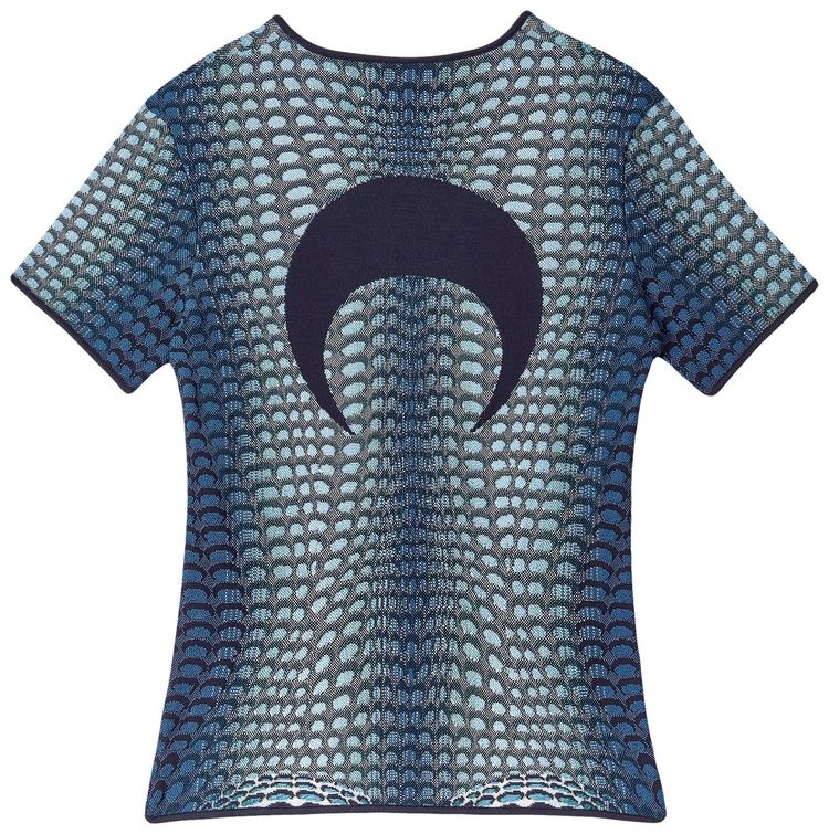 Marine Serre Moonfish Skin Jacquard Knit Top Sea Blue