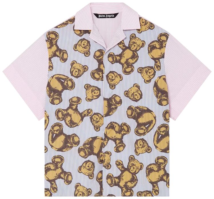 Palm Angels Bears Bowling Shirt Light BlueYellow