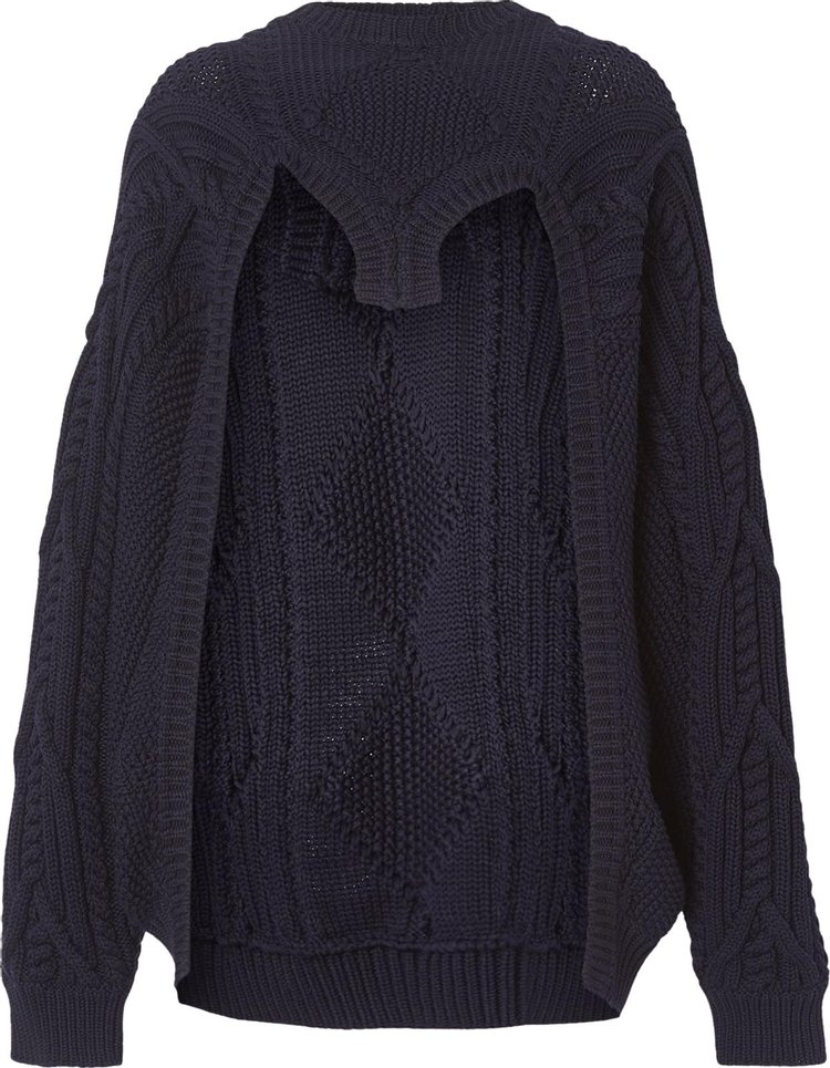 Burberry Cable Knit Technical Cotton Reconstructed Sweater 'Ink Blue'
