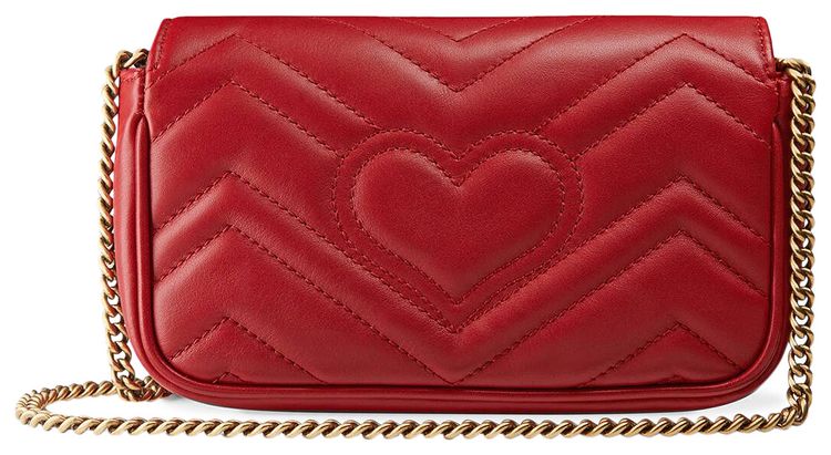 Gucci GG Marmont Matelass Leather Super Mini Bag Hibiscus Red