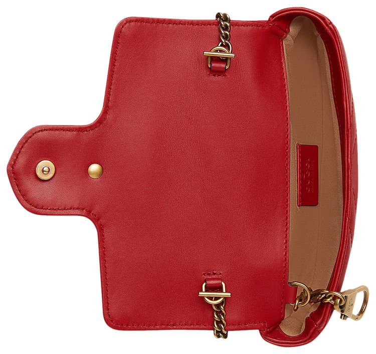 Gucci GG Marmont Matelass Leather Super Mini Bag Hibiscus Red