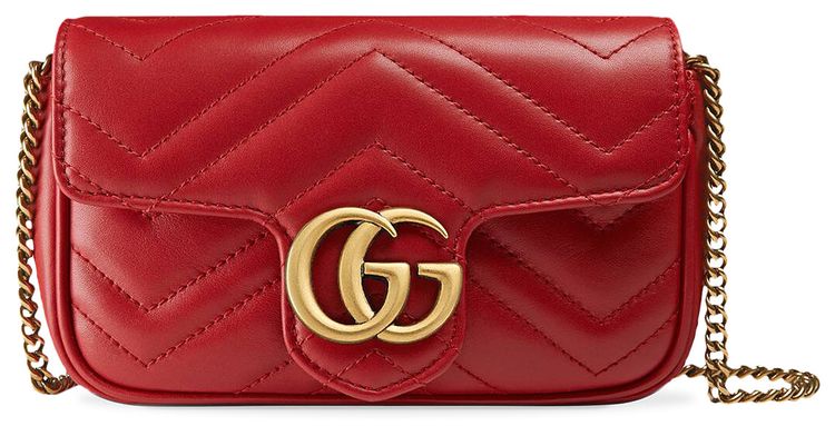 Gucci GG Marmont Matelass Leather Super Mini Bag Hibiscus Red