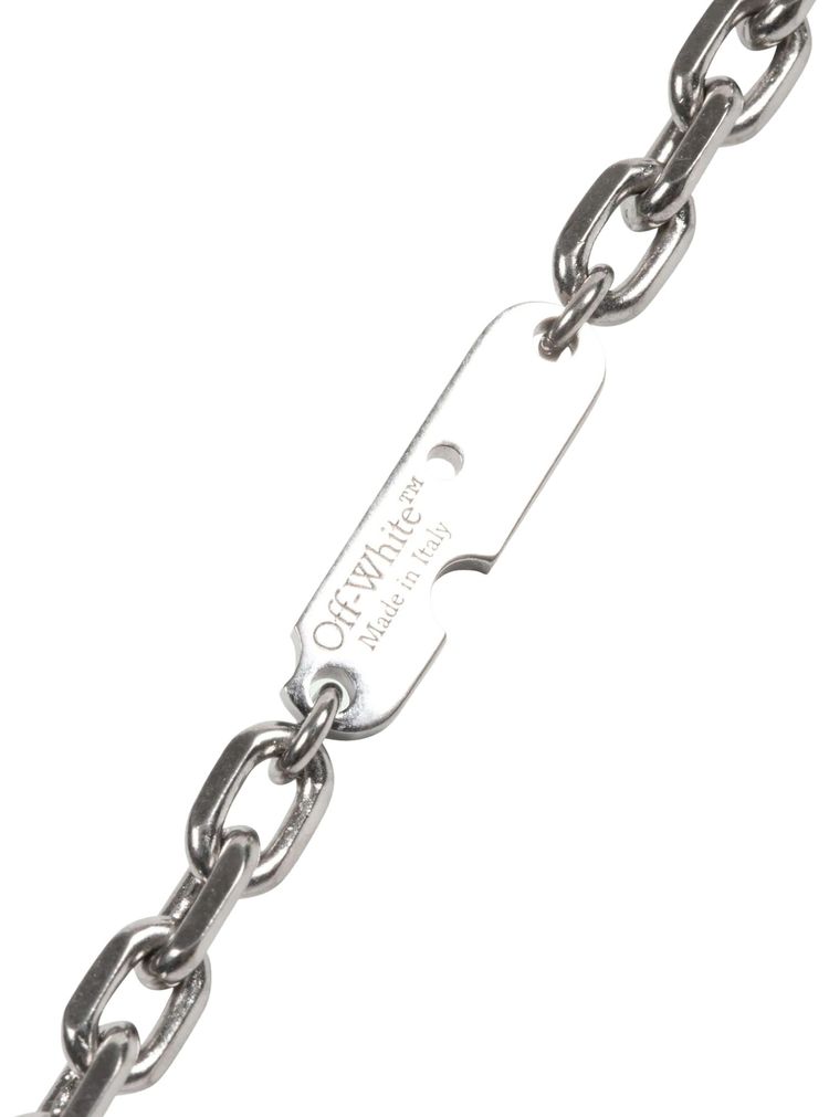 Off White Texturized Arrow Necklace Silver