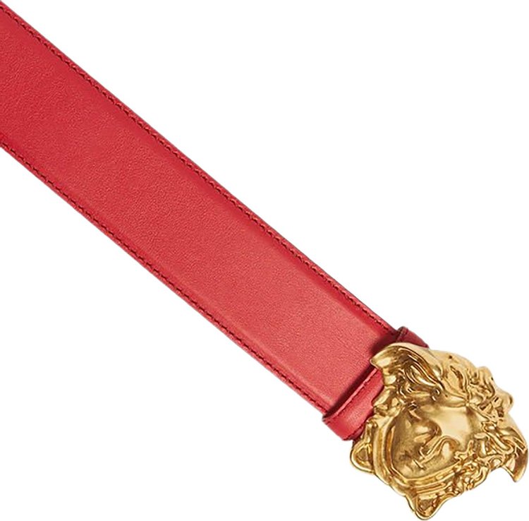 Versace Palazzo Belt With Medusa Buckle Red