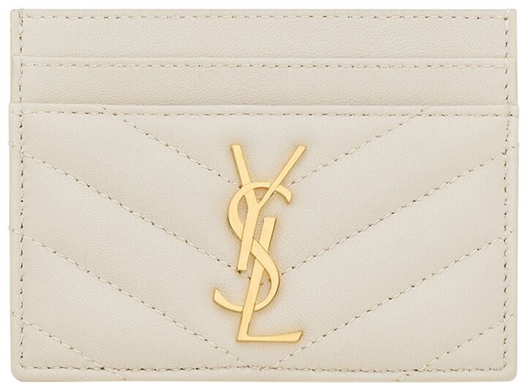 Saint Laurent Logo Plaque Cardholder Vintage White