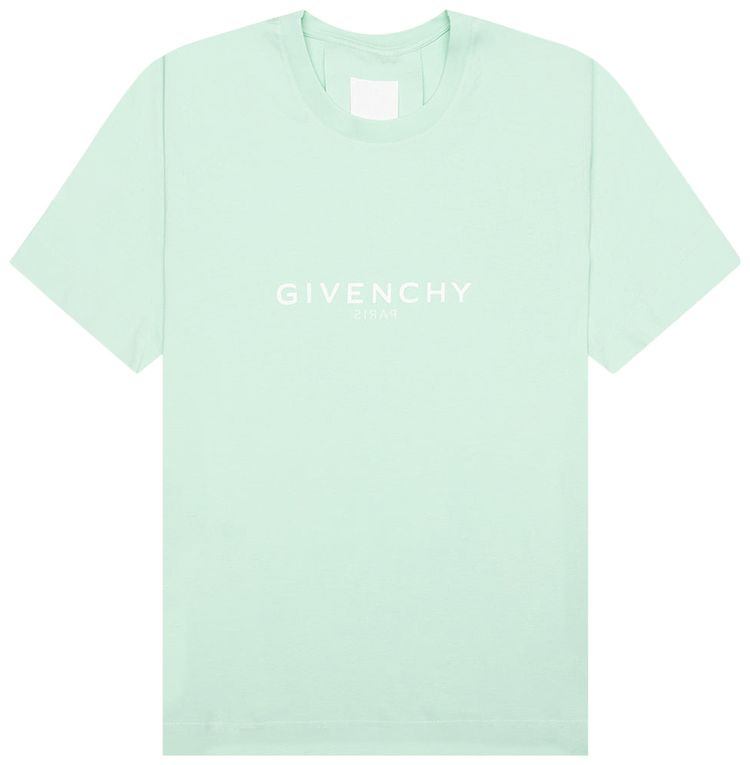 Givenchy Slim Fit Reverse Print T Shirt Aqua Green