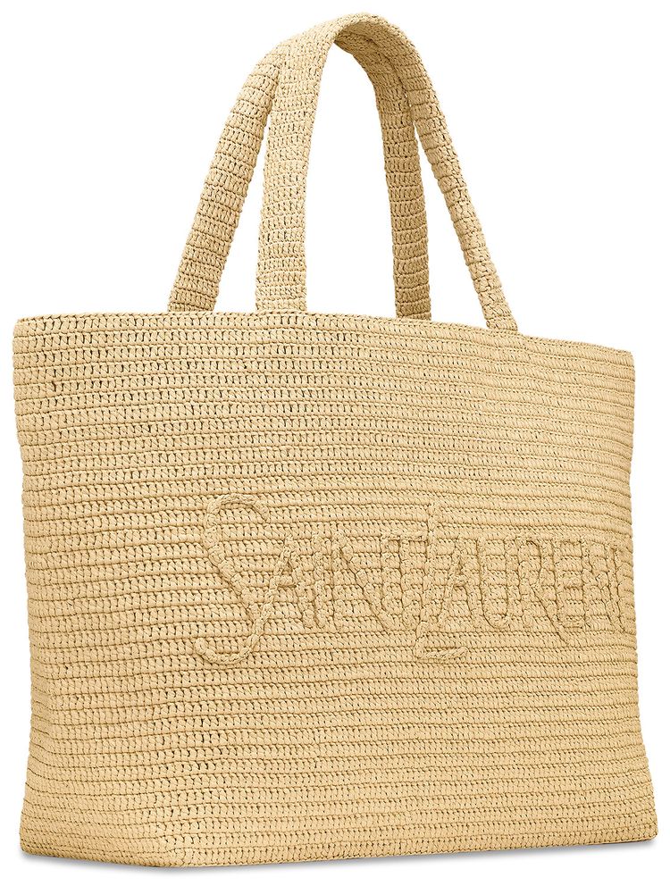 Saint Laurent Raffia Tote Tan