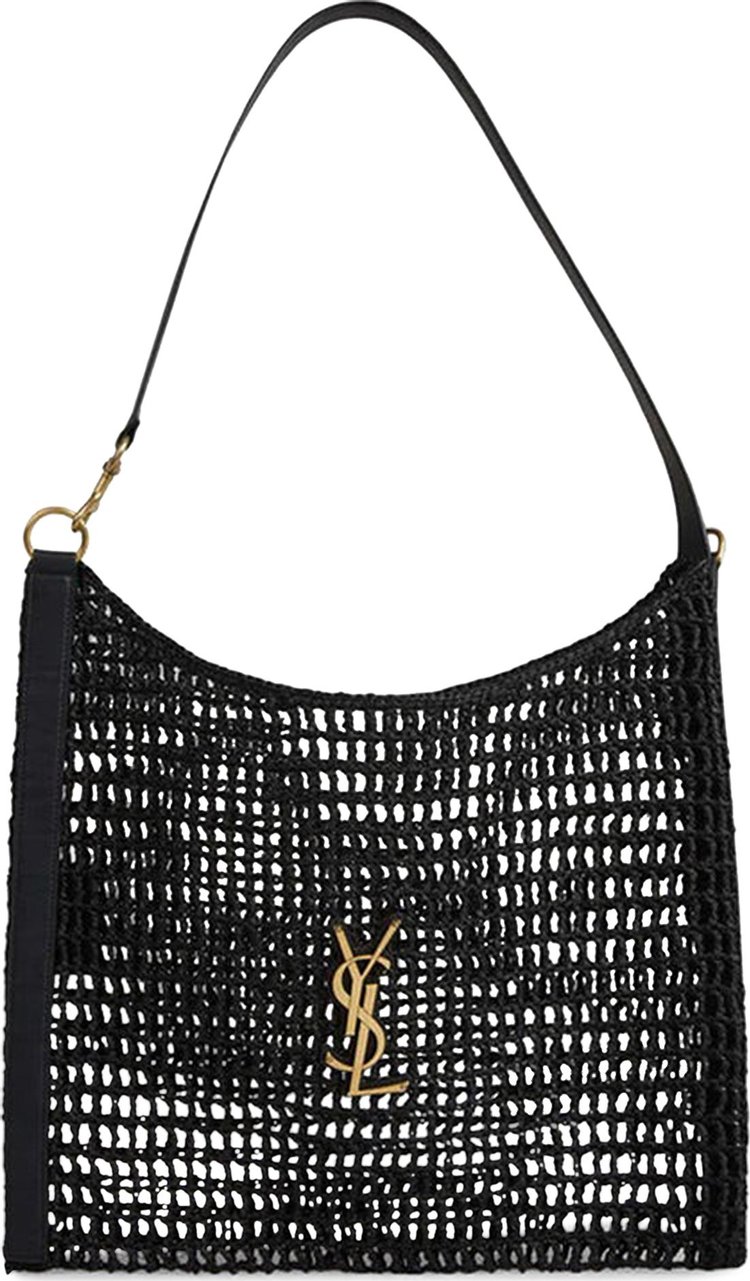 Saint Laurent Raffia Shoulder Bag Noir