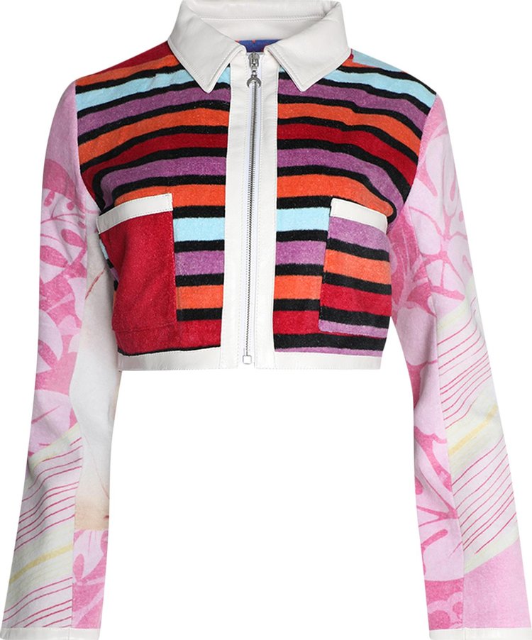 Marine Serre Regenerated Jersey Jacquard Towels Cropped Jacket Multicolor