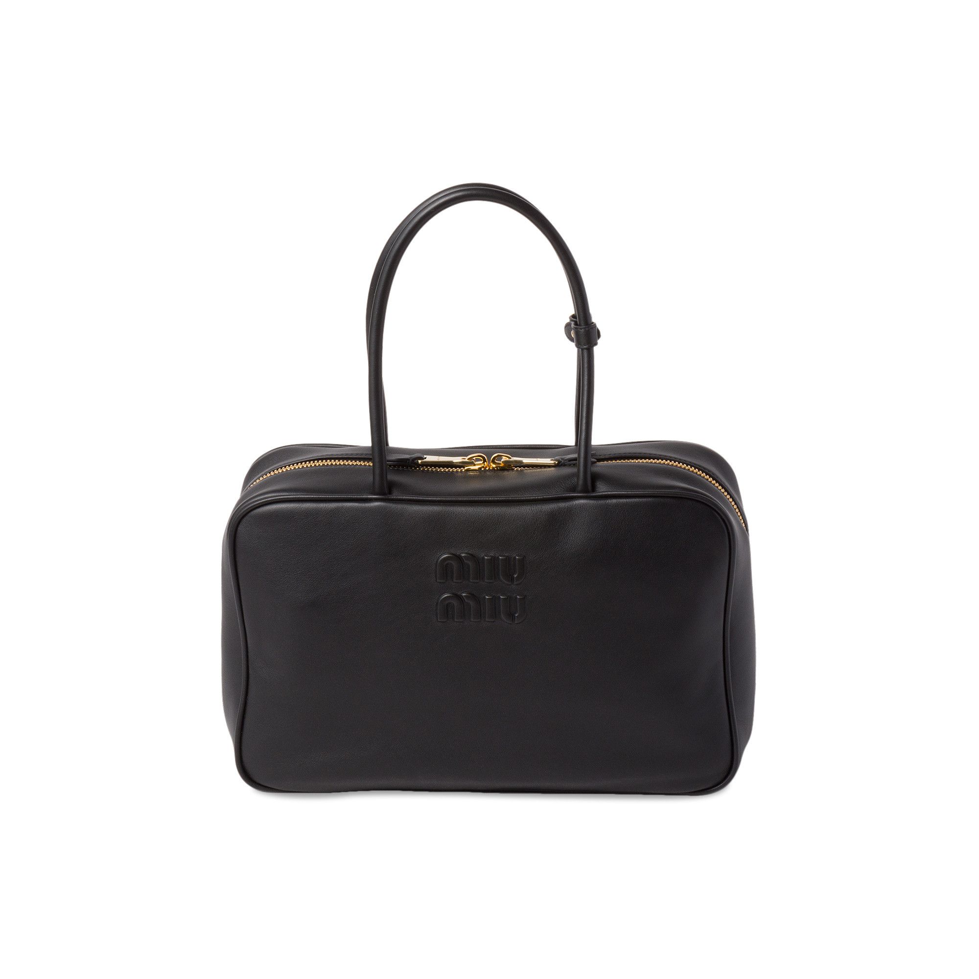 Buy Miu Miu Leather Top Handle Bag 'Black' - 5BB117 2CRW