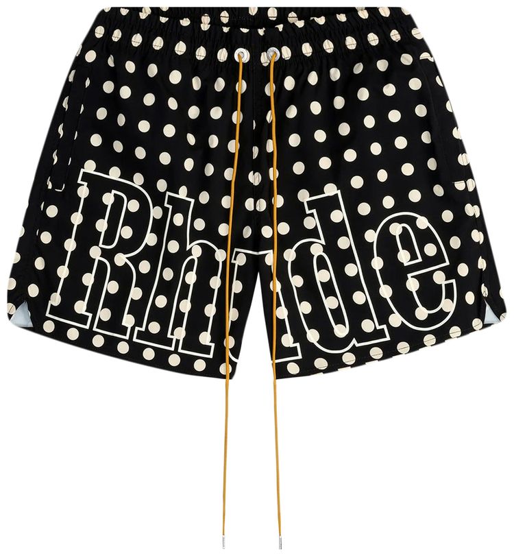 Rhude Logo Polka Dot Swim Shorts BlackWhite