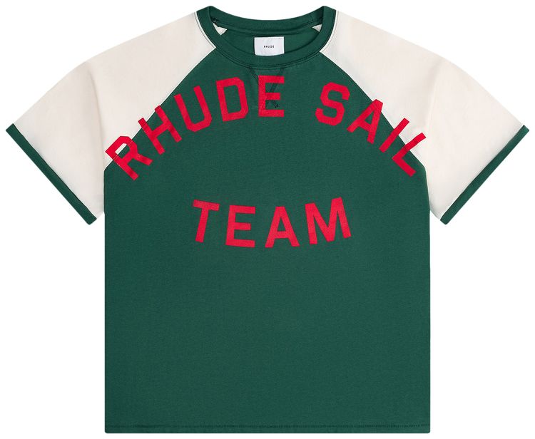 Rhude Oil Corp Raglan Tee Vintage GreenVintage Off White