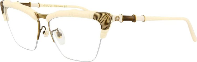 Gucci Semi Rim Cat Eye Sunglasses WhiteTransparent