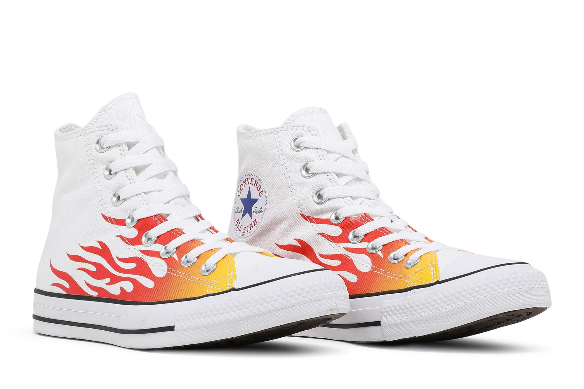 Size 3.5 Chuck Taylor All Star High Archive Print White Flame