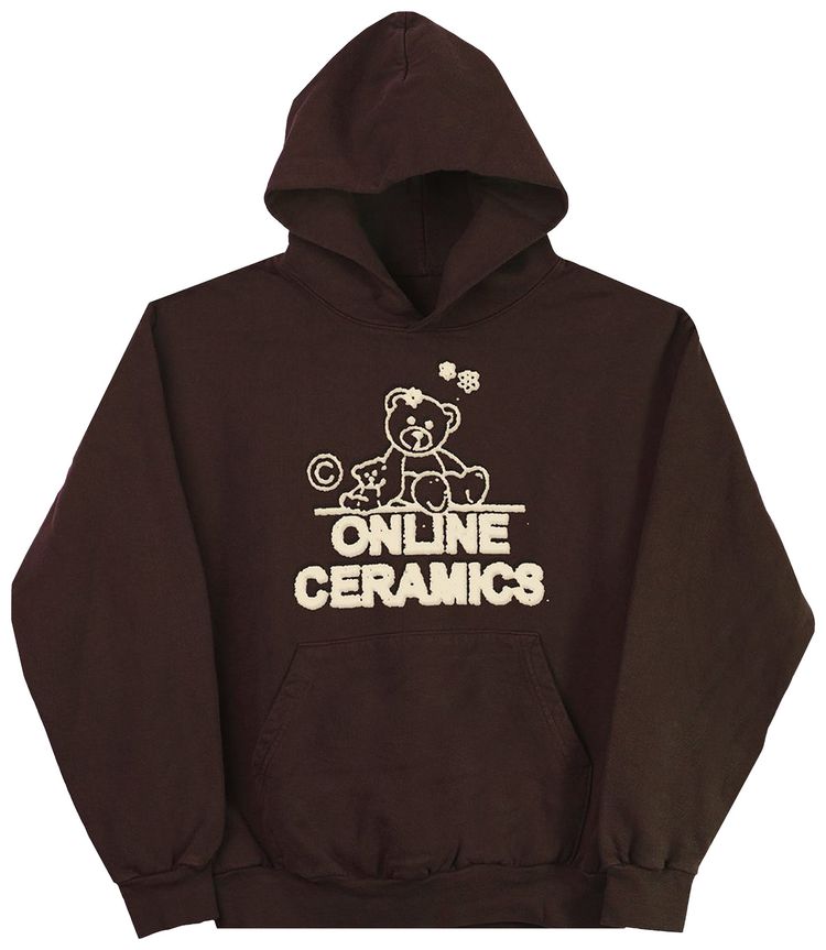 Online Ceramics Teddy Bear Logo Hoodie Brown