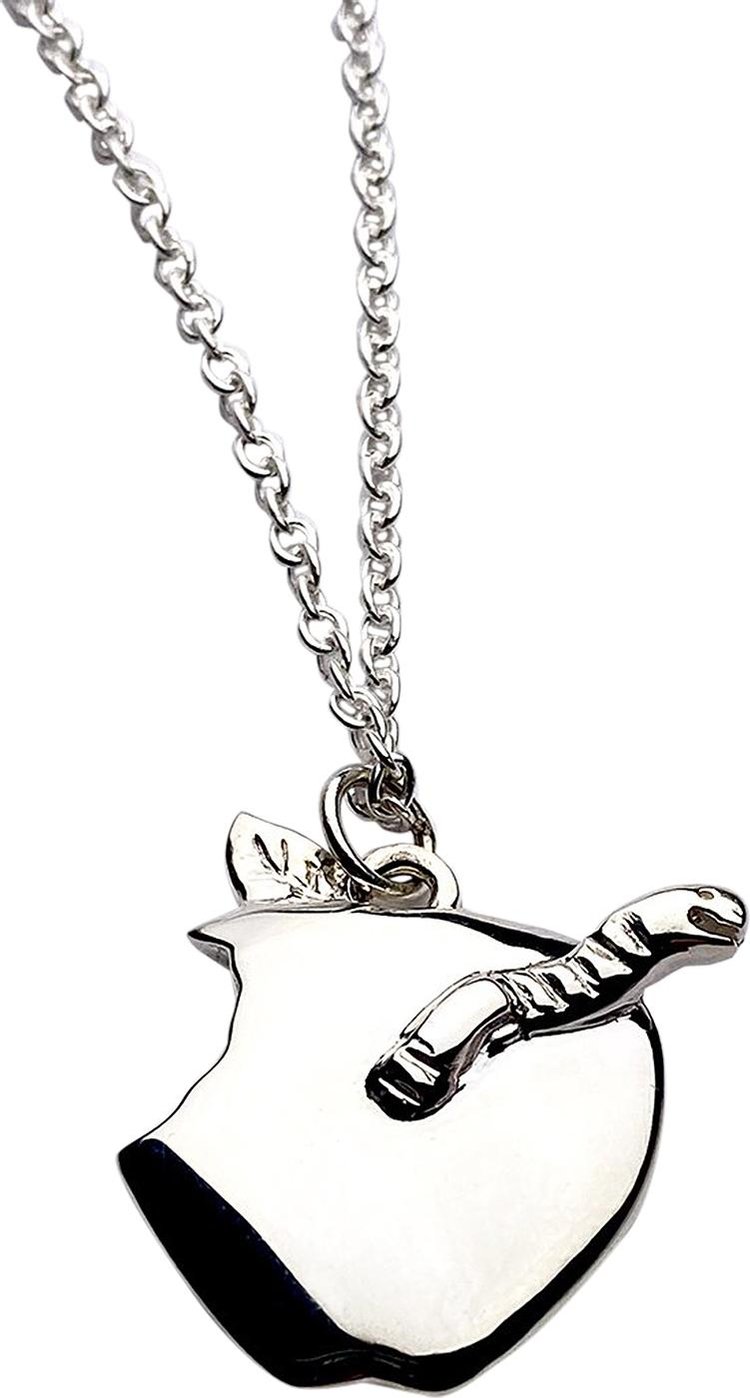 Online Ceramics Apple Pendant With Chain Silver