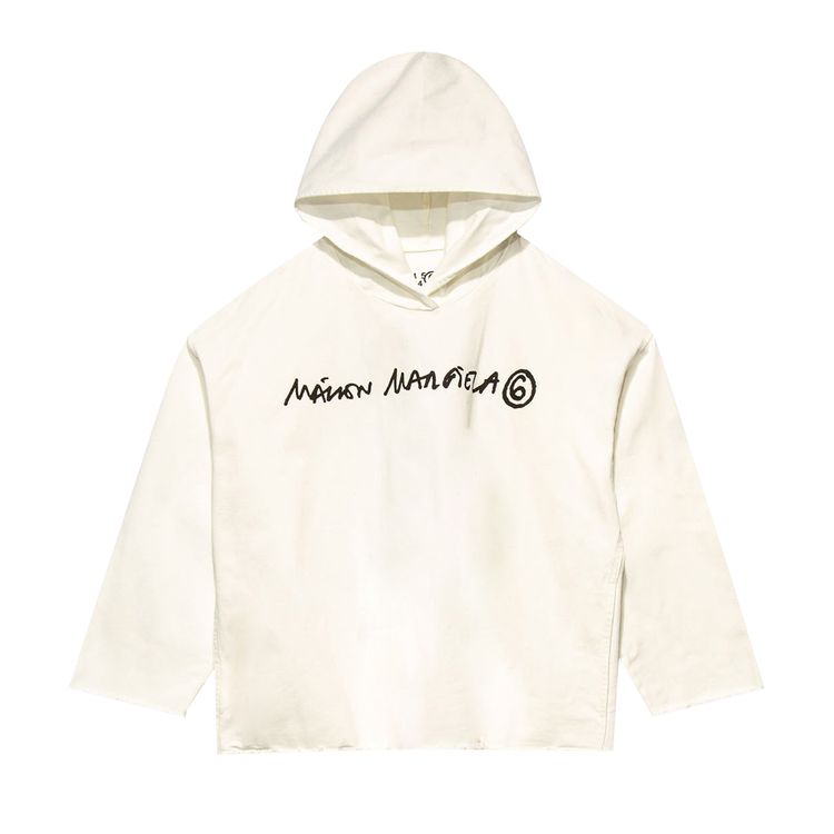 MM6 Maison Margiela Logo Printed Hoodie White