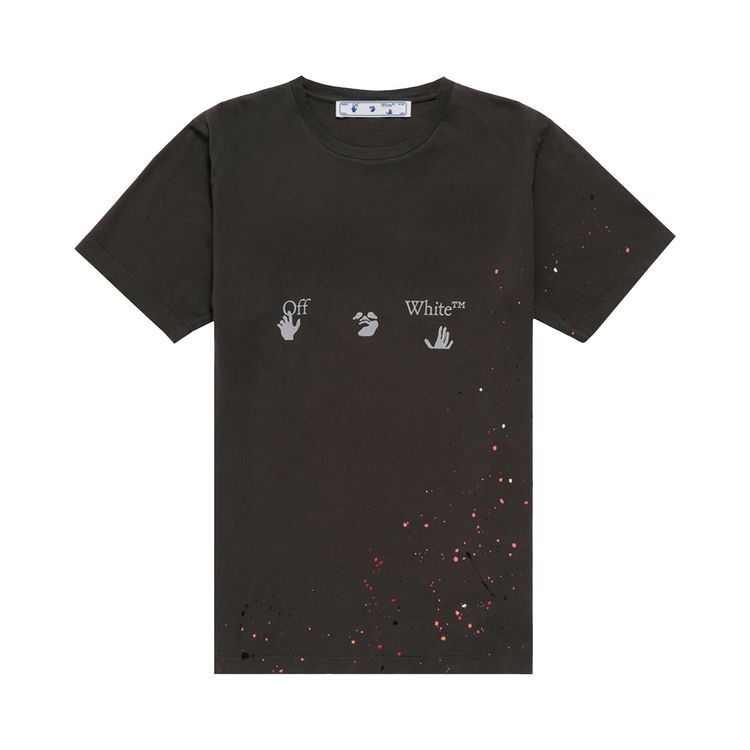 Off White Vintage Paint Splatter Short Sleeve Tee Magnet White