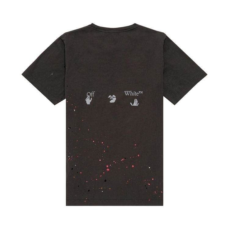 Off White Vintage Paint Splatter Short Sleeve Tee Magnet White